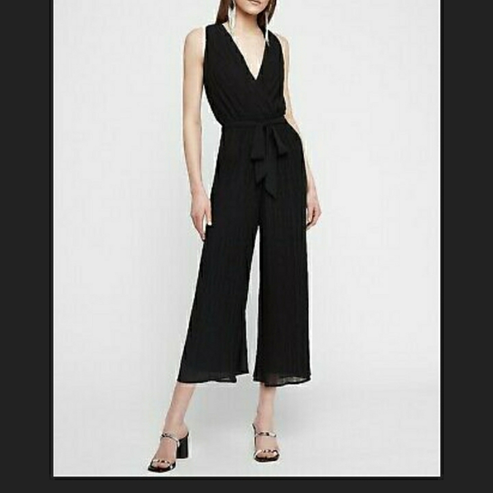 Express Pleated Black Jumpsuit, S